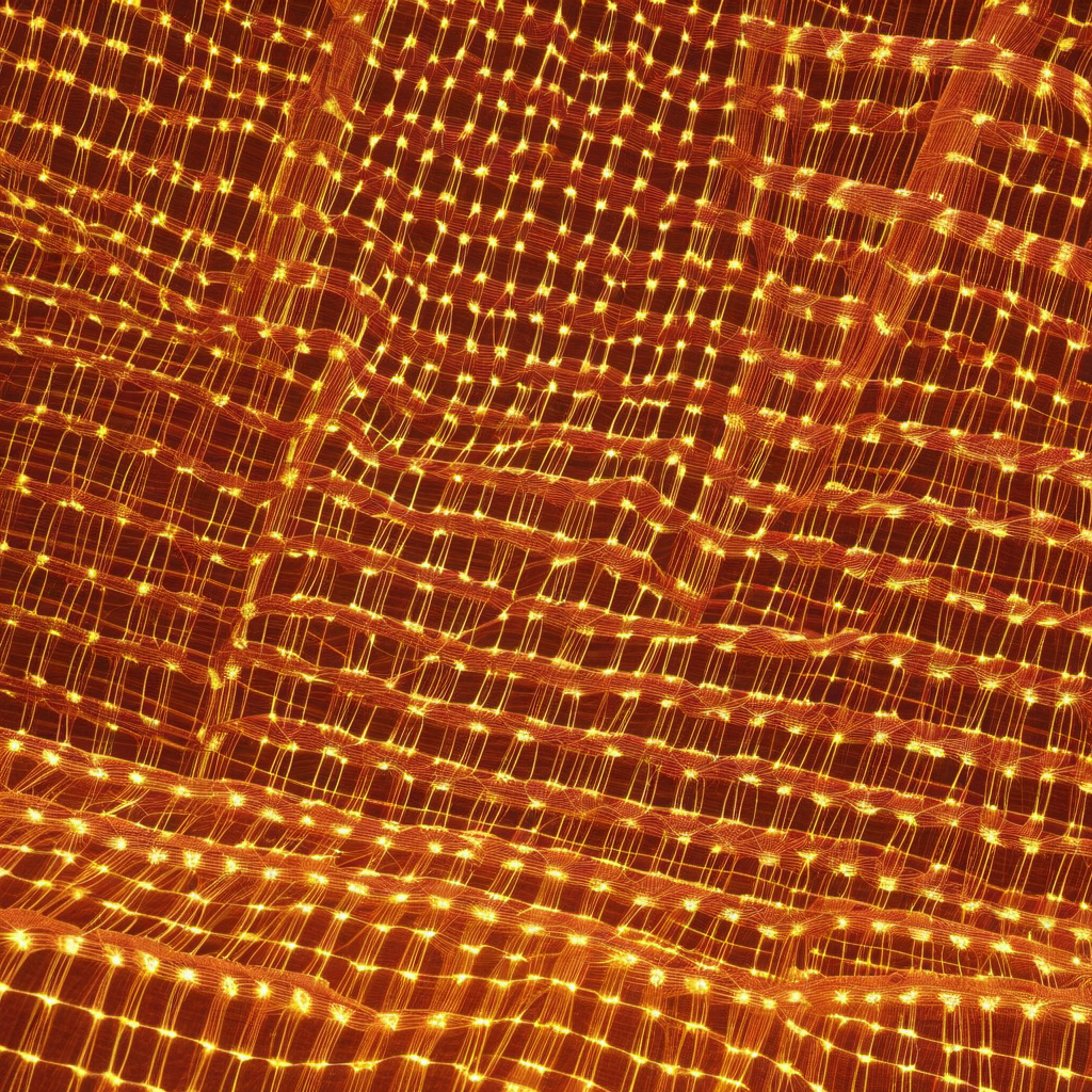 밝게 빛나는 전자 섬유망 구조의 근접 촬영