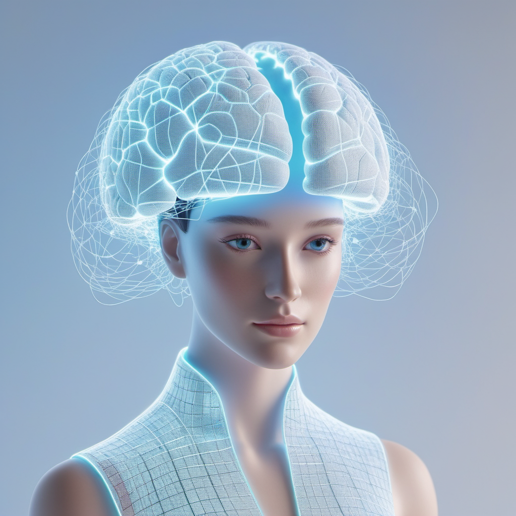 빛나는 뇌 구조로 표현된 인공지능 휴먼 이미지