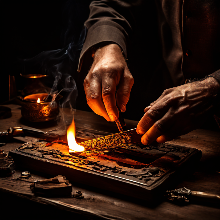 초보자의 떨리는 손이 기요틴 커터로 시가를 자르고 부드러운 불꽃으로 정성껏 점화하는 의식적인 순간이다.