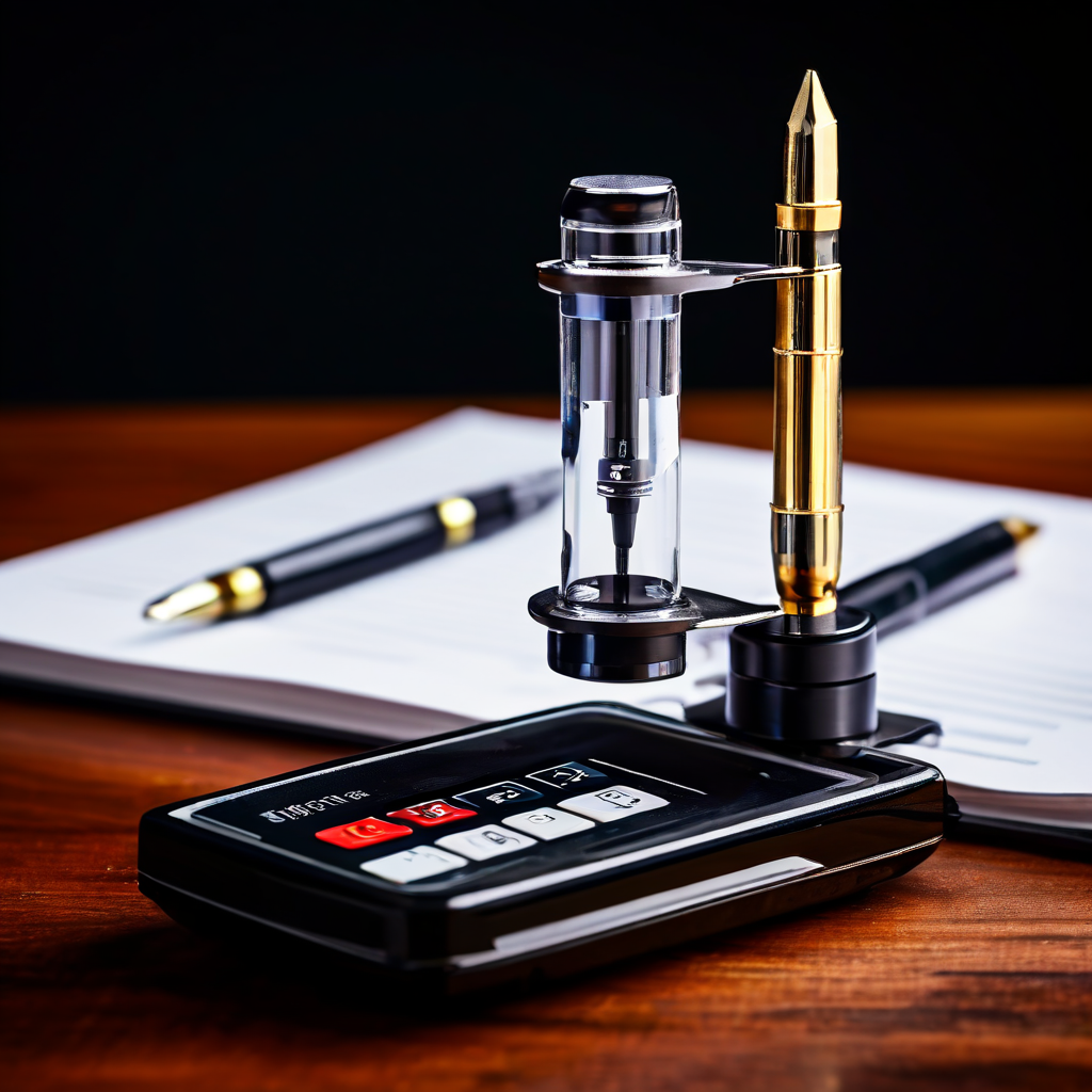 검정색의 세련된 컨버터 펜과 잉크 카트리지가 저울 양쪽에 올려져 있어, 잉크 공급 방식에 대한 중요한 선택의 순간을 상징적으로 보여줍니다.