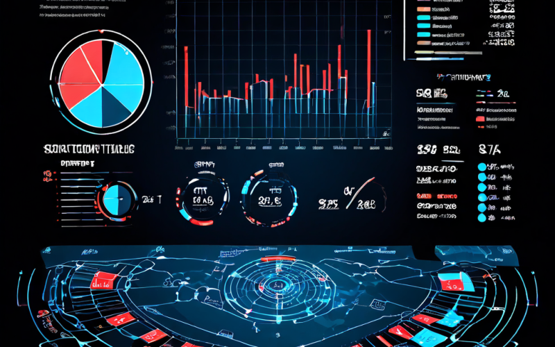 축구 경기 포렌식 분석 화면으로, 팀별 점유율을 나타내는 원형 차트와 전술 지도 위에 강조된 슈팅 궤적을 확인할 수 있습니다.