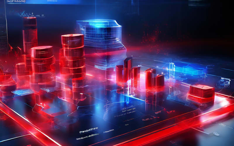Futuristic digital interface showing Baccarat Banker and Player results as red and blue data points on a secure online scoreboard...