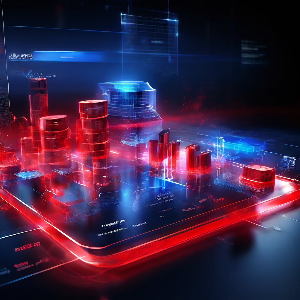Futuristic digital interface showing Baccarat Banker and Player results as red and blue data points on a secure online scoreboard...