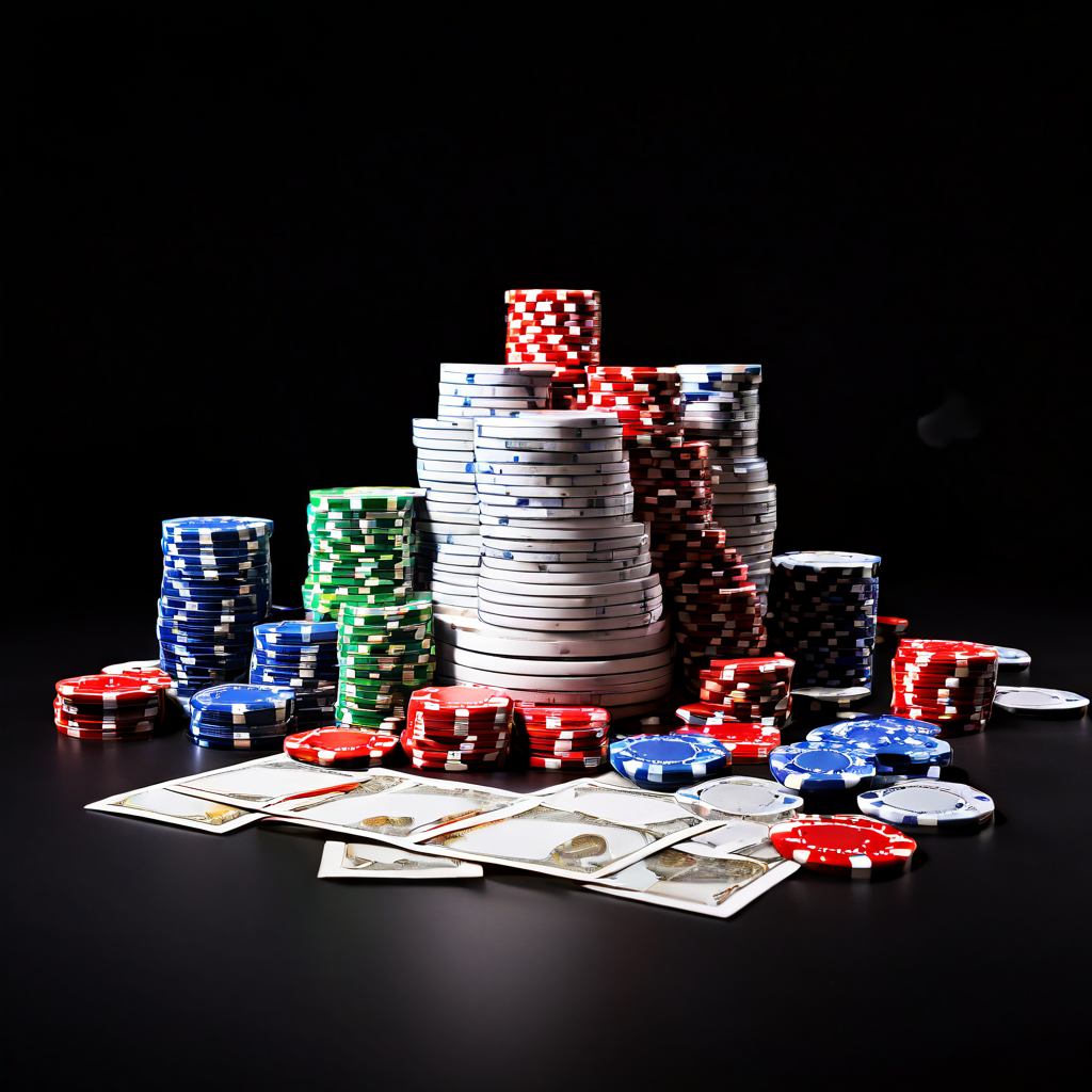 A baccarat table with a stack of losing chips next to a single winning chip, illustrating loss aversion in gambling psychology.
