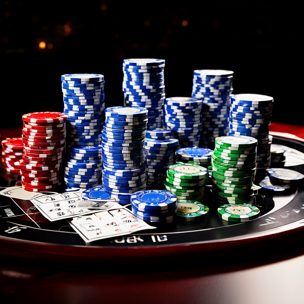 A baccarat table shot showing a hand placing a single chip on the banker betting area, with a stack of smaller chips nearby, empha
