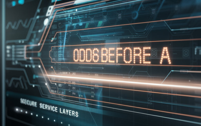 Abstract digital platform interface showing shifting data lines and secure service flow, representing early odds movement before...