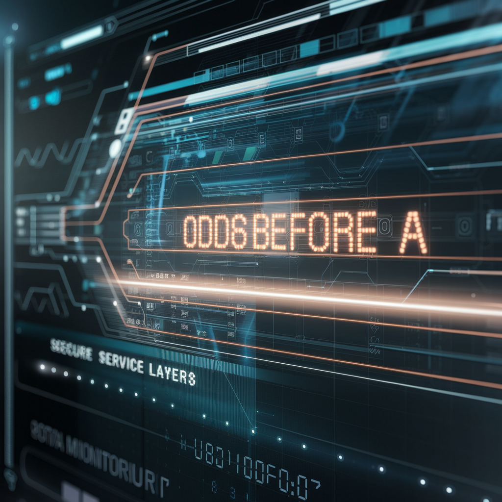 Abstract digital platform interface showing shifting data lines and secure service flow, representing early odds movement before...
